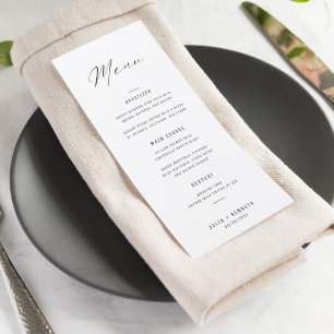 Menú Boda clásico elegante en blanco y negro