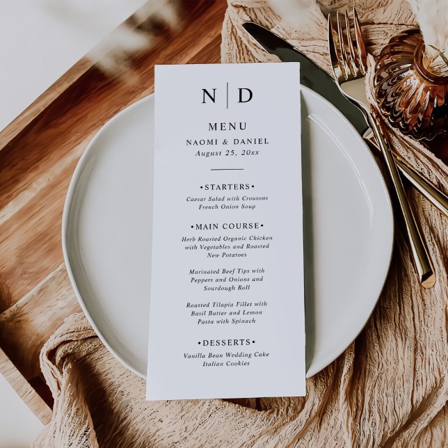 Menú Boda clásico elegante en blanco y negro (Subido por el creador)