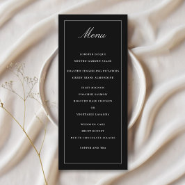 Menú Boda Clásico Negro Simple Elegance