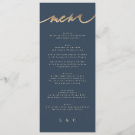 Menú Boda clásico simple de la marina de oro