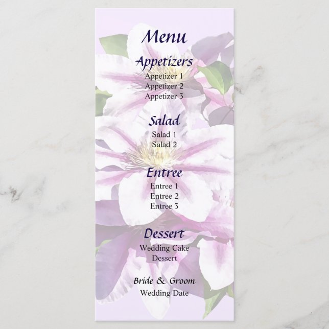 Menú Boda Clematis Pink (Anverso)