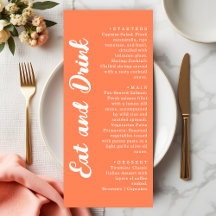 Boda Comer y Beber Naranja Coral Moderna