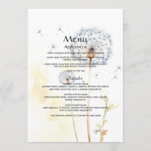 Menú Boda con aquarela de diente de león