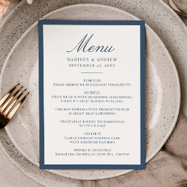 Menú Boda con borde de navy moderno