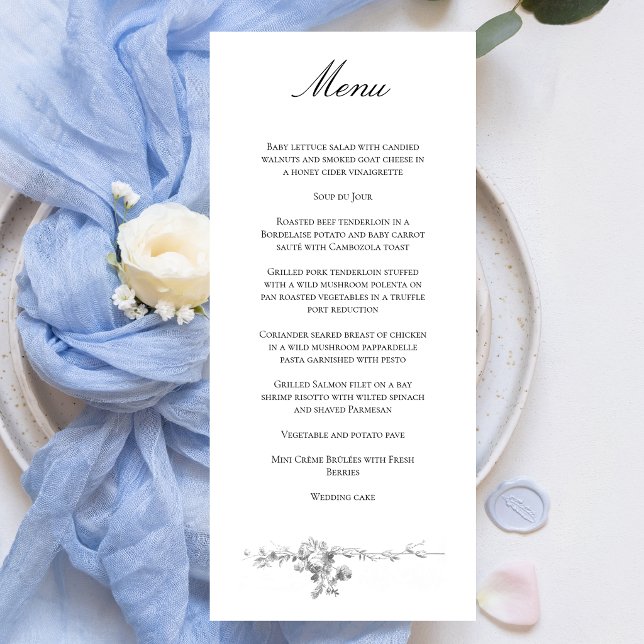 Menú Boda con borde de rosa francesa clásica ornamentad (Subido por el creador)