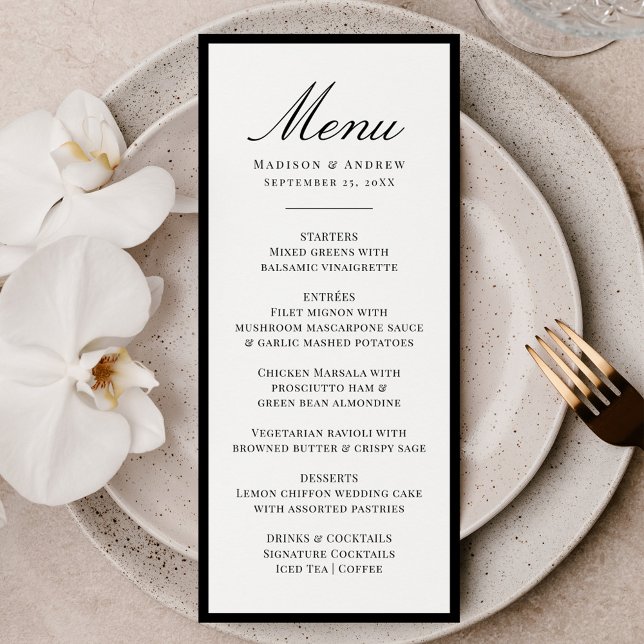 Menú Boda con borde negro moderno (Subido por el creador)