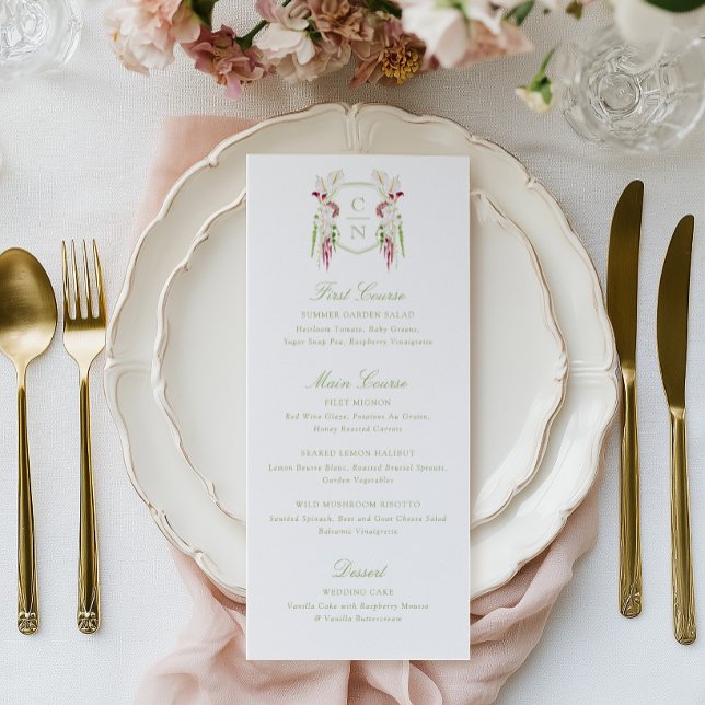 Menú Boda con Cresta de Monograma Floral en Cascada (Subido por el creador)