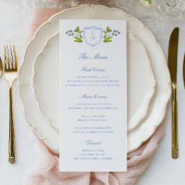 Menú Boda con Cresta Floral Azul