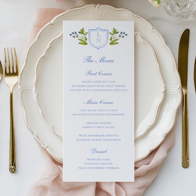 Menú Boda con Cresta Floral Azul (Subido por el creador)