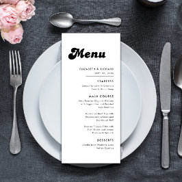 Menú Boda con Estilo Retro en Blanco y Negro