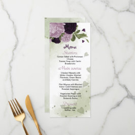 menú boda con flores moradas