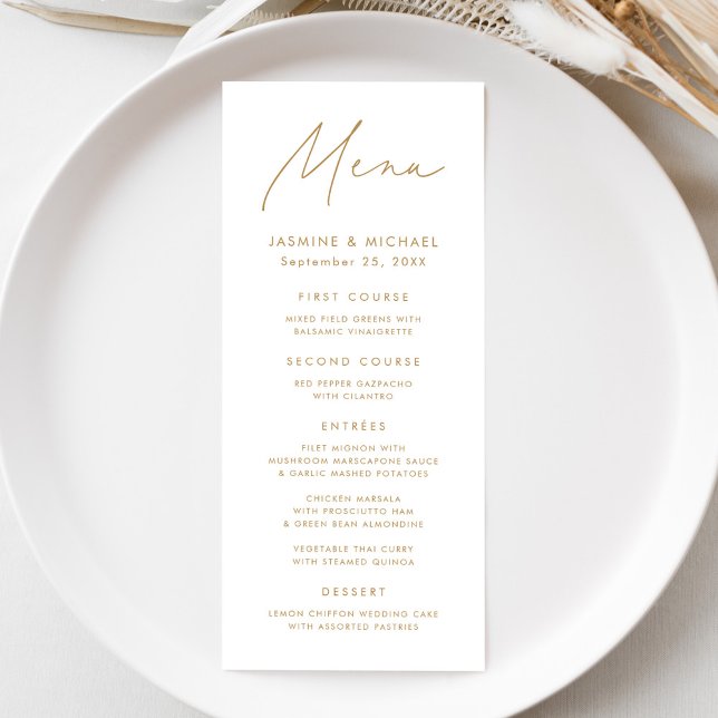 Menú Boda con guion dorado moderno (Subido por el creador)