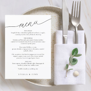 Menú Boda con guión minimalista moderno