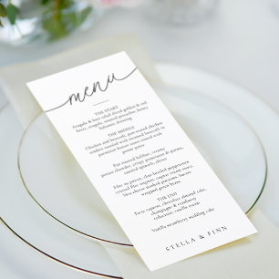 Menú Boda con guión minimalista moderno