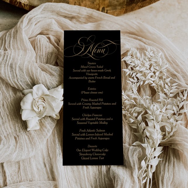 Menú Boda con letra elegante negra (Subido por el creador)