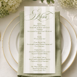 Menú Boda con letra elegante simple verde