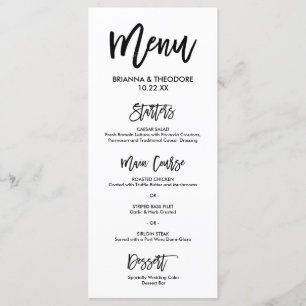 Menú Boda con letras de mano de moda