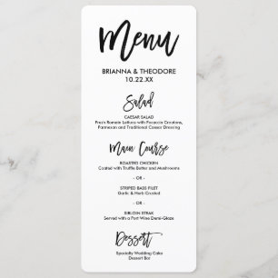 Menú Boda con letras de mano de moda