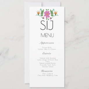 Menú Boda con logotipo floral Minimalista boda