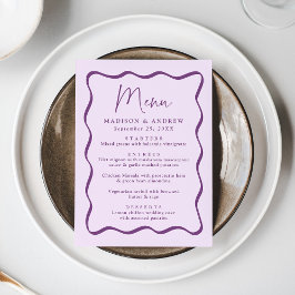 Menú Boda con Marco Ondulado Morado Moderno