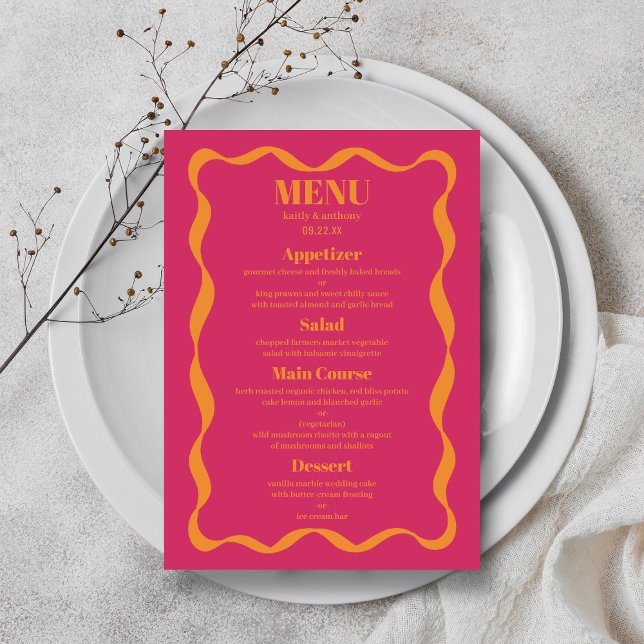 Menú Boda Coquette Bow Retro (Subido por el creador)