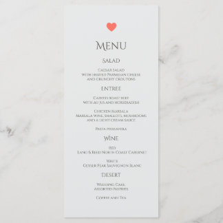 Menú Boda Coral Heart