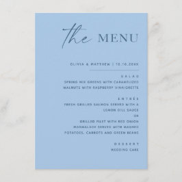 Menú Boda Costera Azul Celeste Pastel. Minimalista Mode