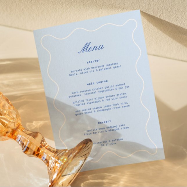 Menú Boda Costera Azul Ondulado  (Subido por el creador)