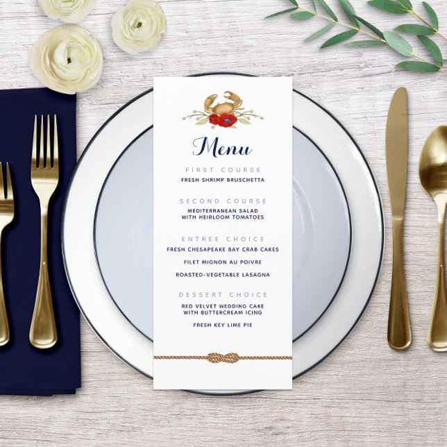 Menú Boda costero rojo blanco y azul 🦀 (Red White & Blue Nautical Coastal Wedding Menu 🦀
)