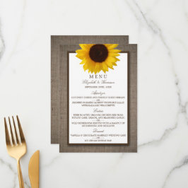 Menú Boda Country Rustic Sunflower & Burlap