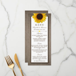 Menú Boda Country Rustic Sunflower & Burlap
