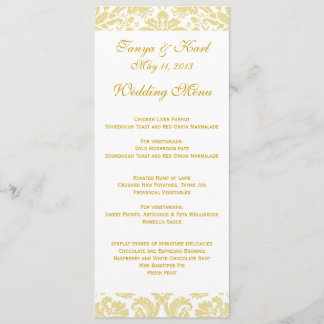 Menú Boda Cream Gold Floral Damask