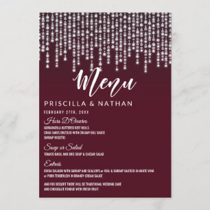 Menú Boda Crimson Red Hanging Diamond Lights