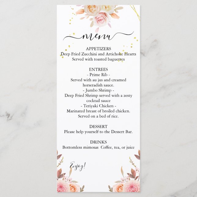 Menú Boda Dahlia y Rosas duales (Anverso)