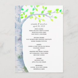 Menú Boda de abedul en primavera con acuarela