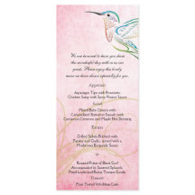 Menú Boda de acuarela de colibrí rosa