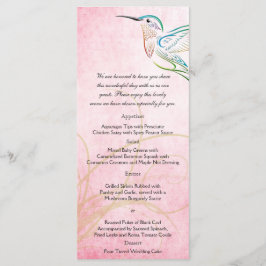 Menú Boda de acuarela de colibrí rosa