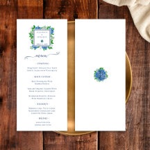 Boda de Acuarela de Hortensias Azules Elegantes