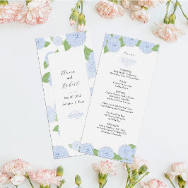 Menú Boda de acuarela de Hydrangea azul