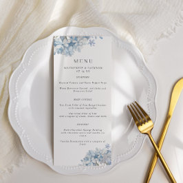 Menú Boda de acuarela de Hydrangeas Azul