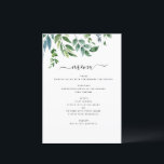 Menú Boda de acuarela de la vegetación botánica<br><div class="desc">Hierbas verdes - Boda de primavera con color de agua verde Elegante y moderno menú sobre fondo blanco - incluye una bella y elegante tipografía de escritura con hojas botánicas modernas y vegetación para la celebración especial del Día de la Boda.</div>
