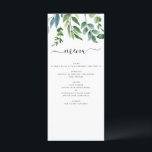 Menú Boda de acuarela de la vegetación botánica<br><div class="desc">Hierbas verdes - Boda de primavera con color de agua verde Elegante y moderna Invitaciones sobre fondo blanco - incluye una tipografía de escritura hermosa y elegante con hojas botánicas modernas y vegetación para la celebración especial del Día de la Boda.</div>