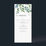 Menú Boda de acuarela de la vegetación botánica<br><div class="desc">Hierbas verdes - Boda de primavera con color de agua verde Elegante y moderna Invitaciones sobre fondo blanco - incluye una tipografía de escritura hermosa y elegante con hojas botánicas modernas y vegetación para la celebración especial del Día de la Boda.</div>