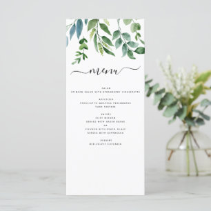 Menú Boda de acuarela de la vegetación botánica
