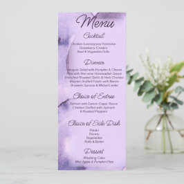 Menú Boda de acuarela de lavanda violeta moderna