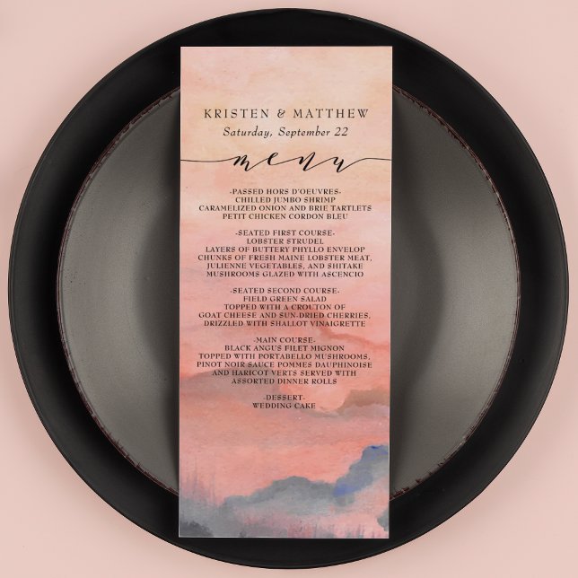 Menú Boda de acuarela de Mountain Rustic Sunset (Subido por el creador)