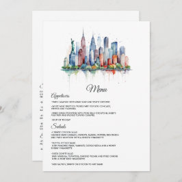 Menú Boda de acuarela de Nueva York