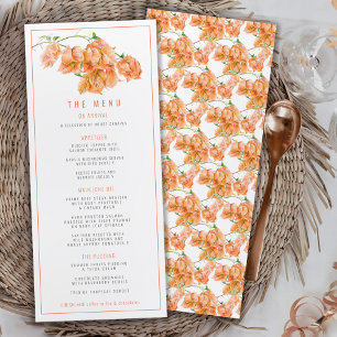 Menú Boda de acuarela del albaricoque naranja Bougainvi