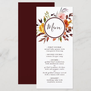 Menú Boda de acuarela del jardín de otoño de Marsala 