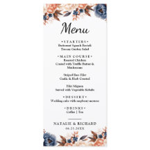 Boda de acuarela floral azul turbio y terracota